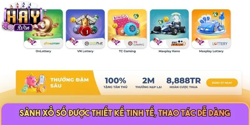 Xổ Số 3 Sảnh xổ số được thiết kế tinh tế, thao tác dễ dàng